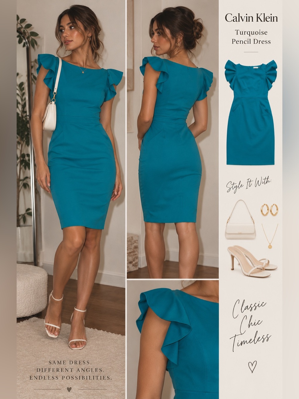Calvin Klein Turquoise Pencil Dress